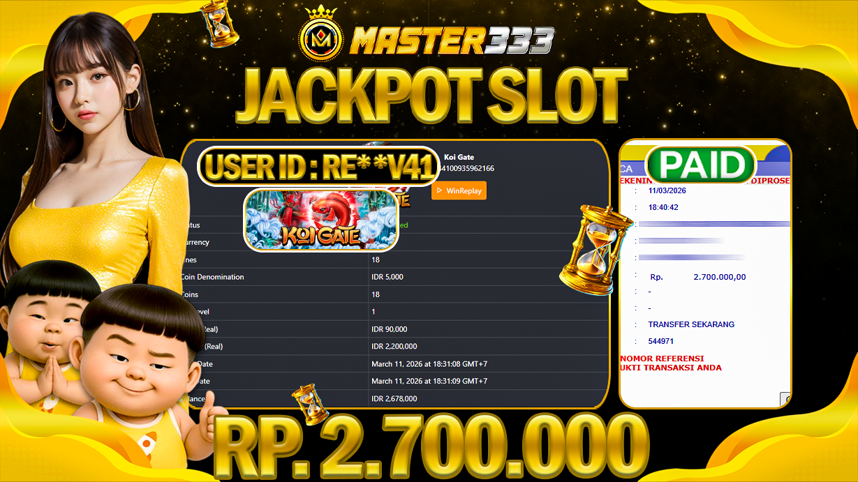 JACKPOT 2.700.000 DI MASTER333 LANGSUNG DI BAYAR LUNAS